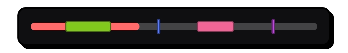 Video scrubber with colored chapter and section markers