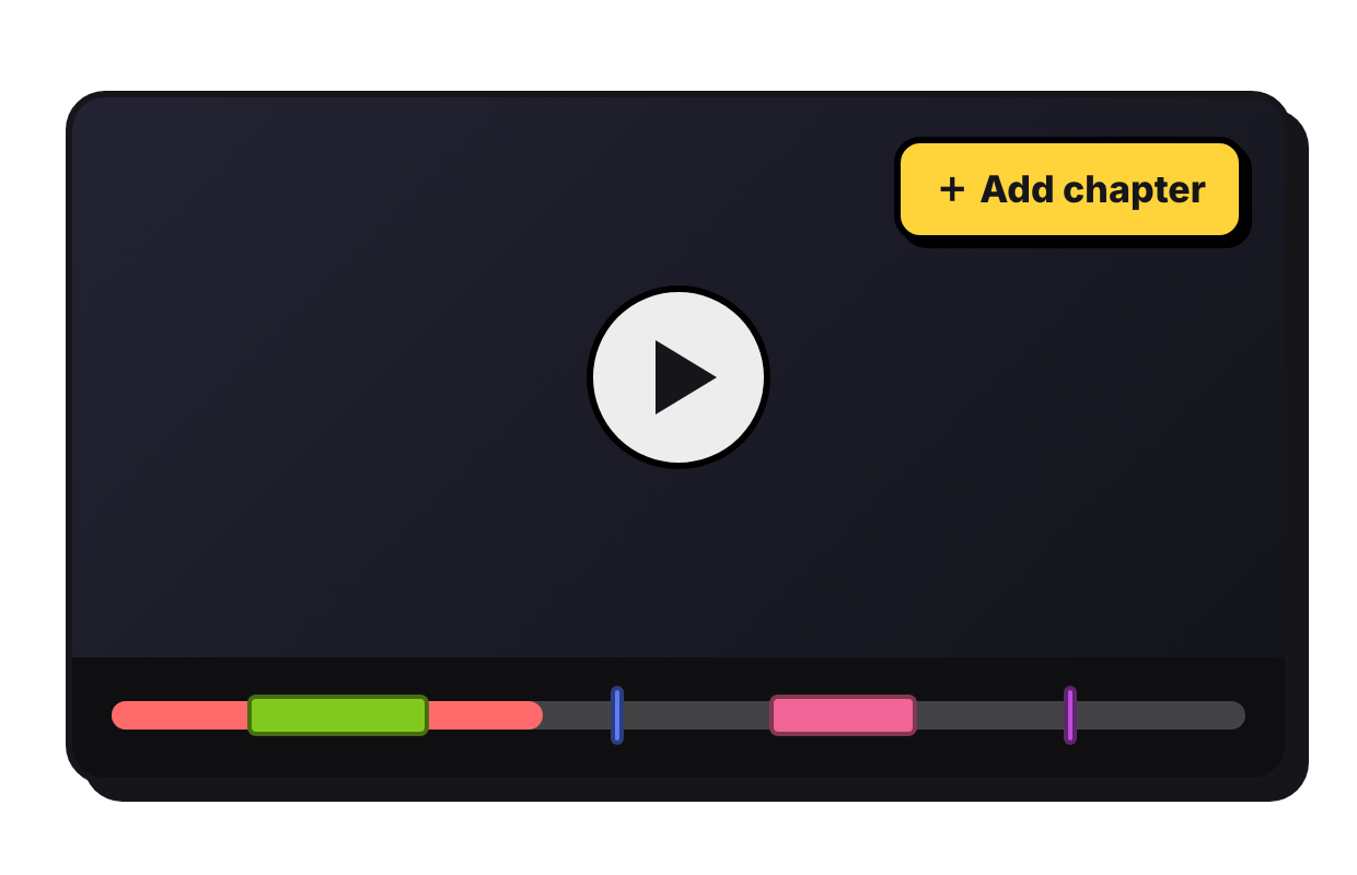 YouTube player with an Add chapter button and a color-coded scrubber